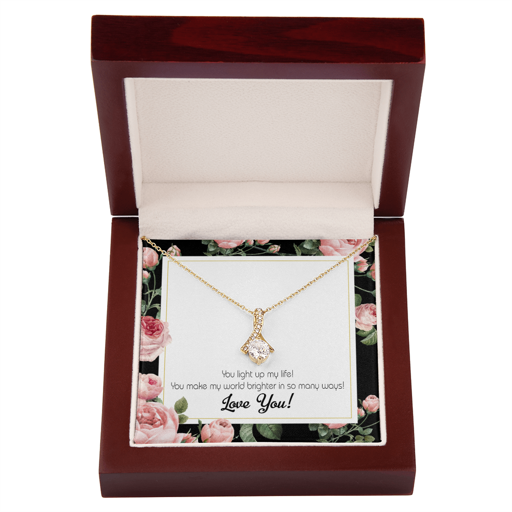 To My Girlfriend Light up my Life Alluring Ribbon Necklace Message Card-Express Your Love Gifts