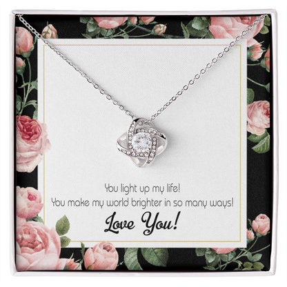 To My Girlfriend Light up my Life Infinity Knot Necklace Message Card-Express Your Love Gifts