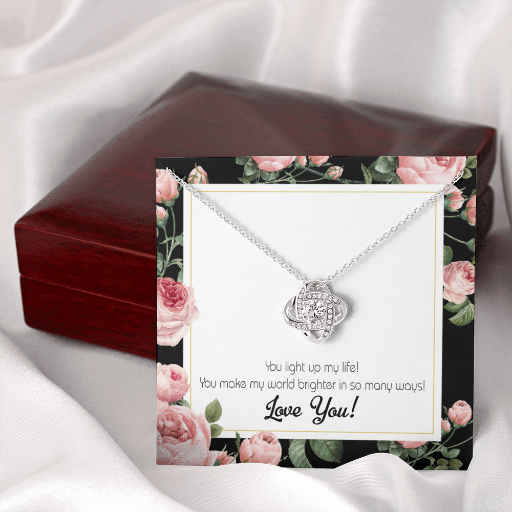 To My Girlfriend Light up my Life Infinity Knot Necklace Message Card-Express Your Love Gifts