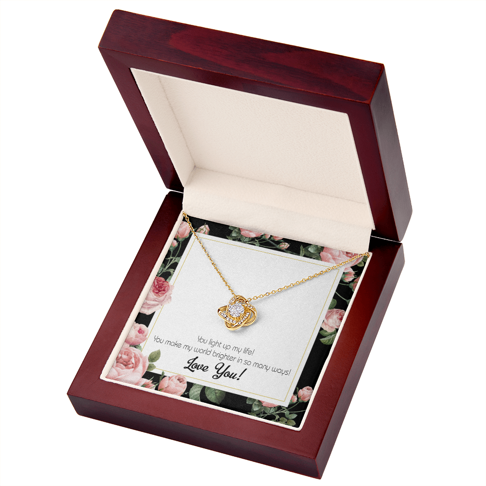 To My Girlfriend Light up my Life Infinity Knot Necklace Message Card-Express Your Love Gifts