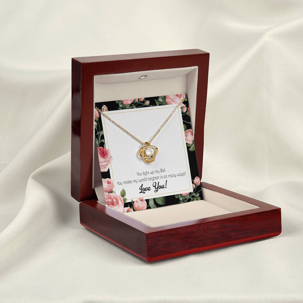 To My Girlfriend Light up my Life Infinity Knot Necklace Message Card-Express Your Love Gifts