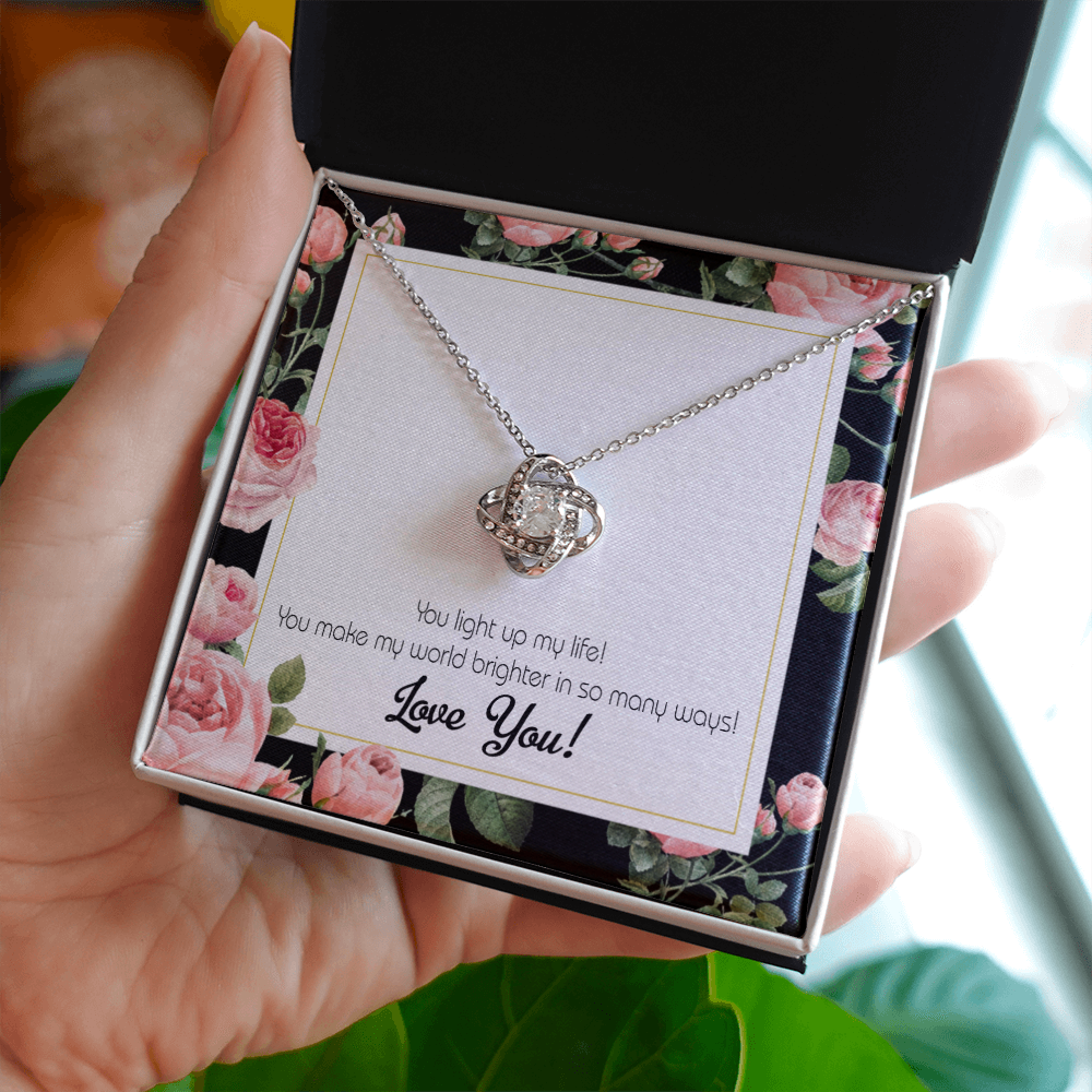 To My Girlfriend Light up my Life Infinity Knot Necklace Message Card-Express Your Love Gifts