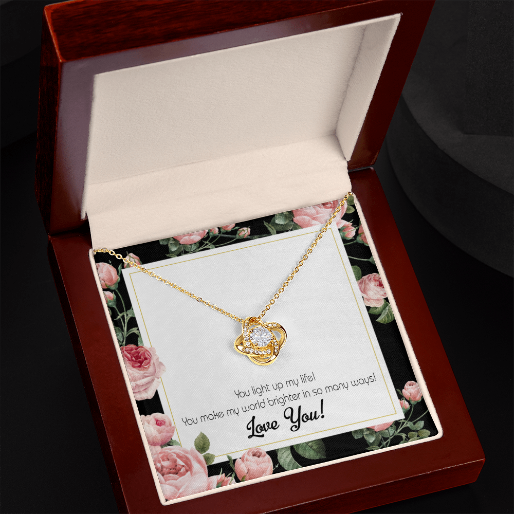 To My Girlfriend Light up my Life Infinity Knot Necklace Message Card-Express Your Love Gifts