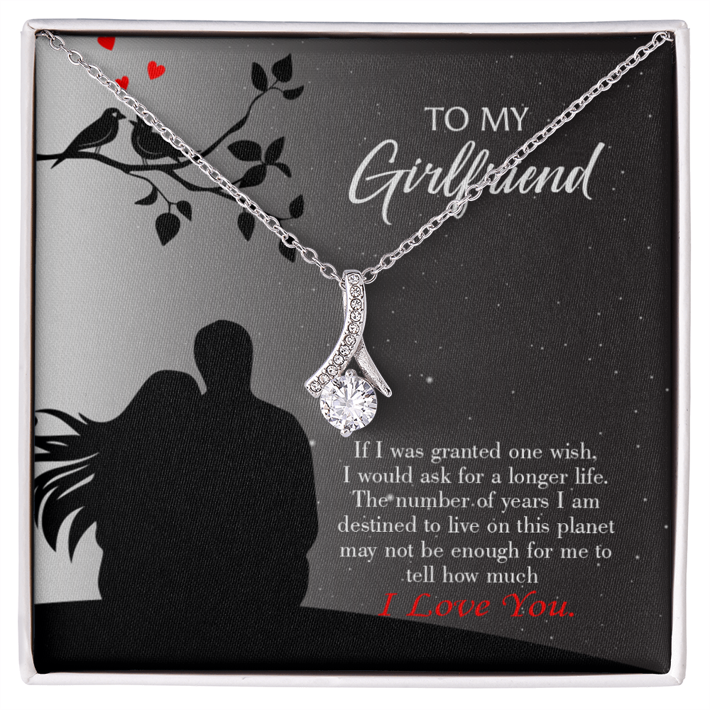 To My Girlfriend Longer Life Alluring Ribbon Necklace Message Card-Express Your Love Gifts
