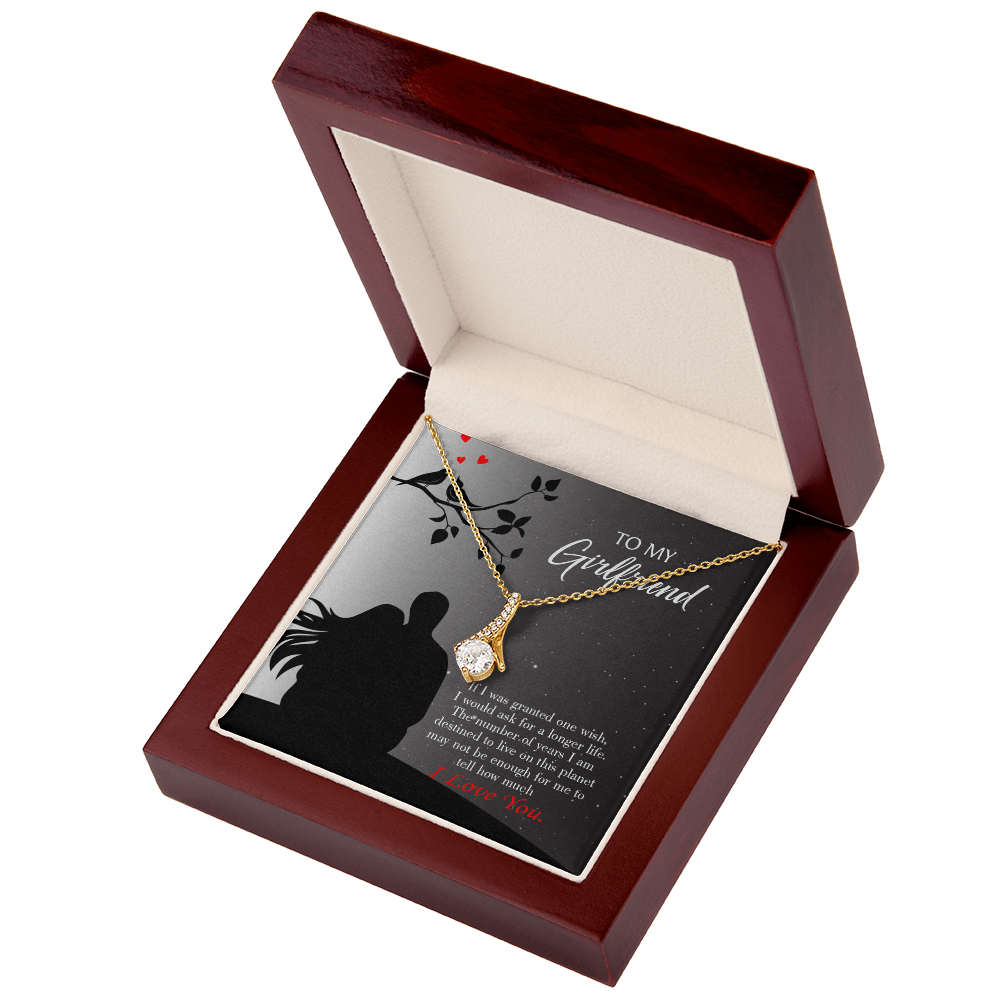 To My Girlfriend Longer Life Alluring Ribbon Necklace Message Card-Express Your Love Gifts