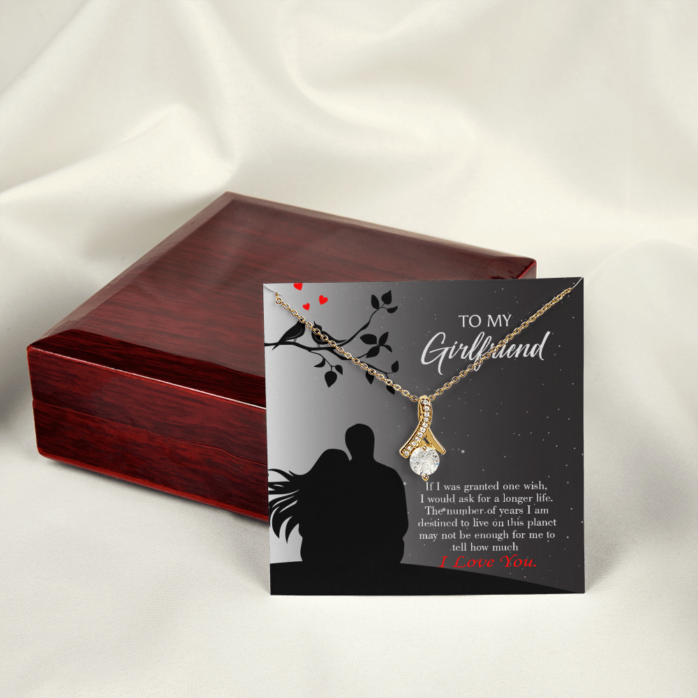 To My Girlfriend Longer Life Alluring Ribbon Necklace Message Card-Express Your Love Gifts