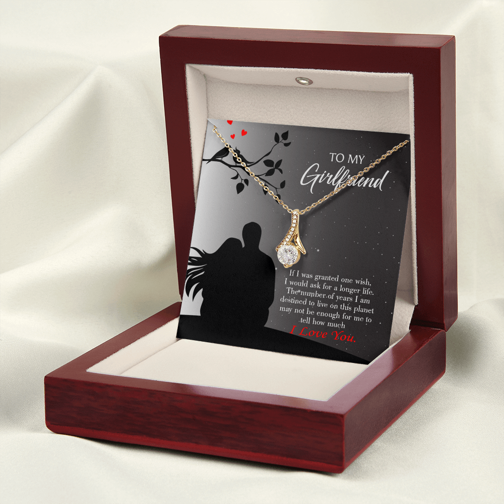 To My Girlfriend Longer Life Alluring Ribbon Necklace Message Card-Express Your Love Gifts