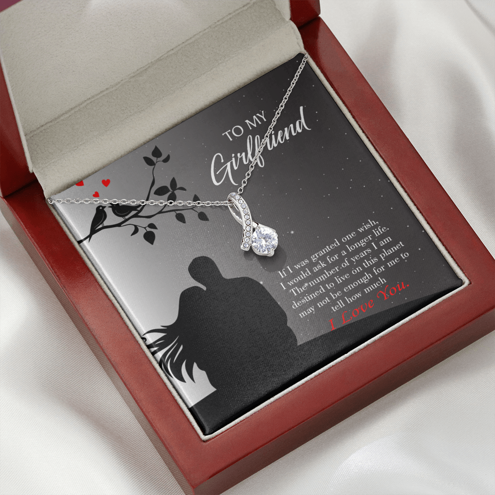 To My Girlfriend Longer Life Alluring Ribbon Necklace Message Card-Express Your Love Gifts