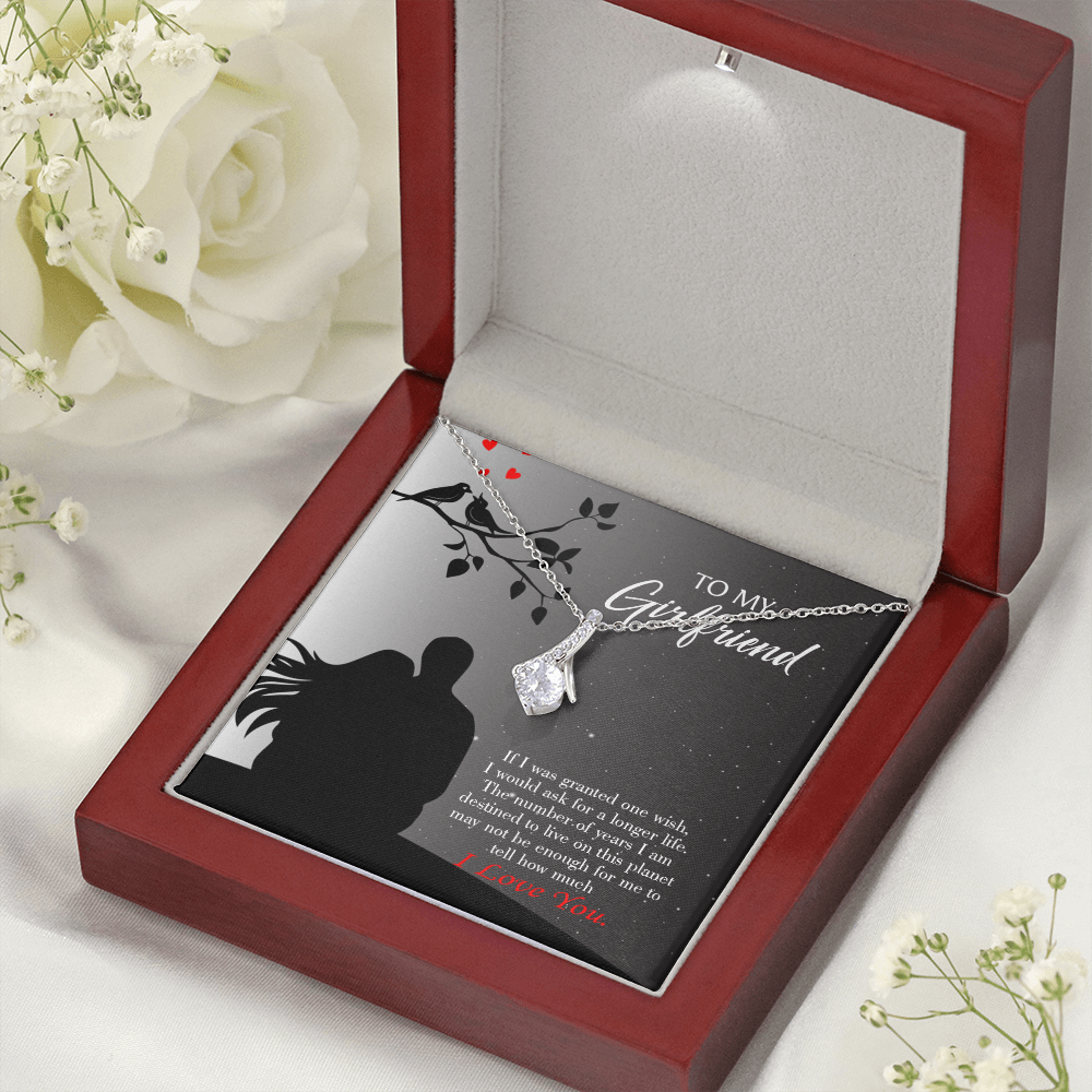 To My Girlfriend Longer Life Alluring Ribbon Necklace Message Card-Express Your Love Gifts