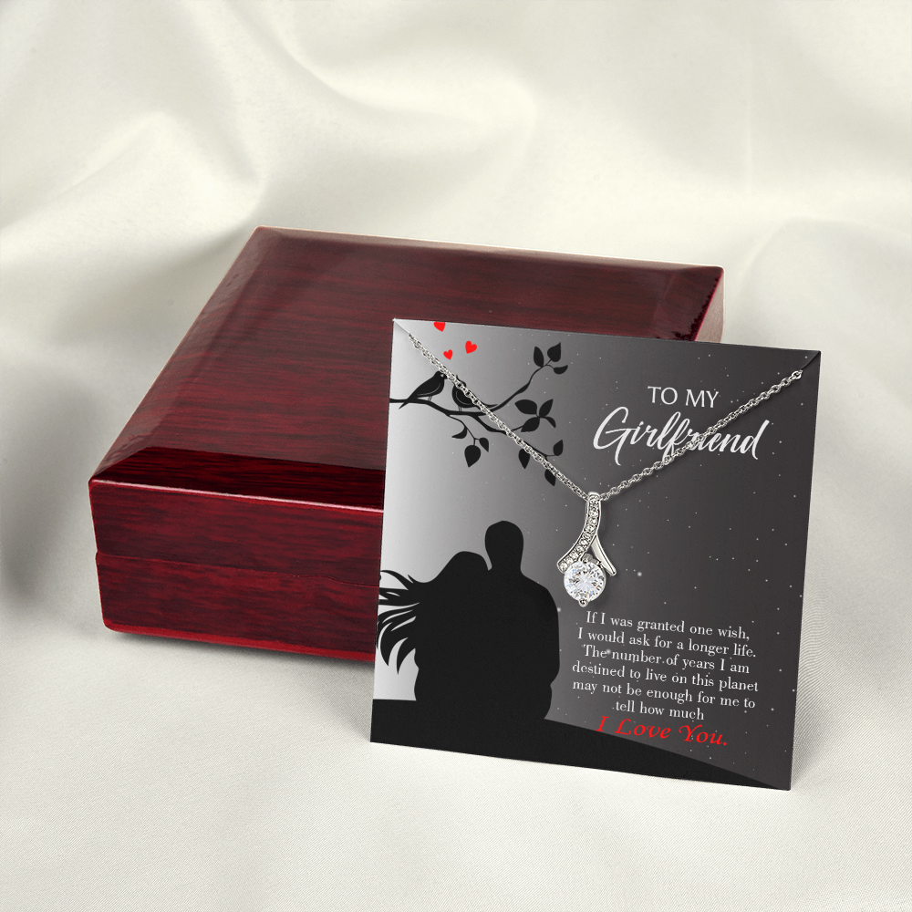 To My Girlfriend Longer Life Alluring Ribbon Necklace Message Card-Express Your Love Gifts