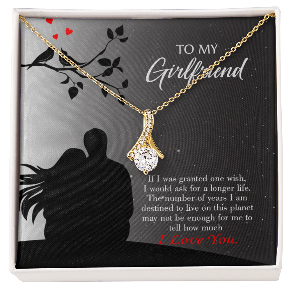 To My Girlfriend Longer Life Alluring Ribbon Necklace Message Card-Express Your Love Gifts
