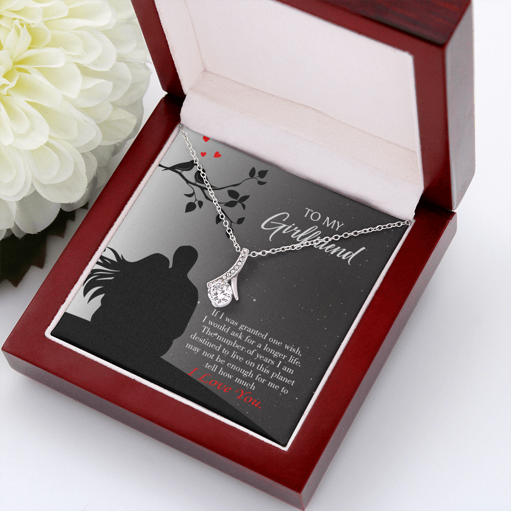 To My Girlfriend Longer Life Alluring Ribbon Necklace Message Card-Express Your Love Gifts