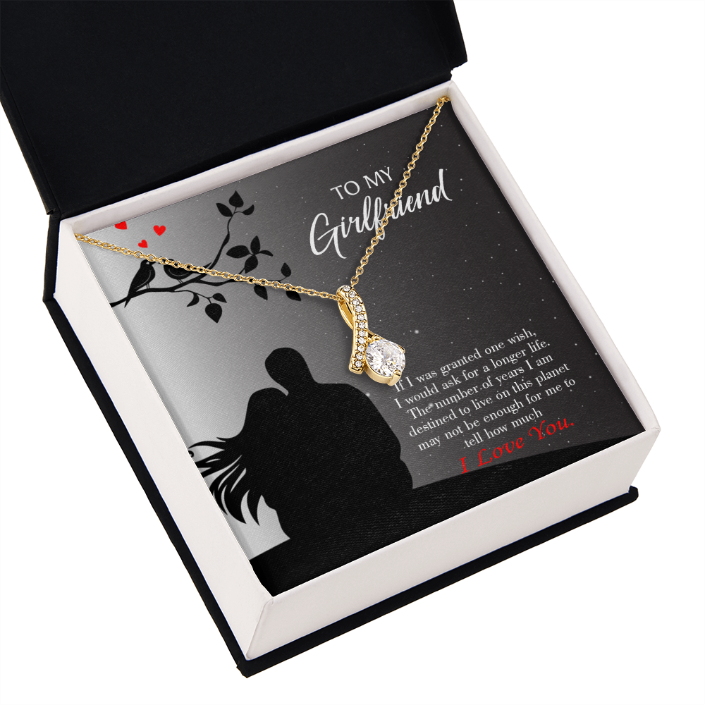 To My Girlfriend Longer Life Alluring Ribbon Necklace Message Card-Express Your Love Gifts