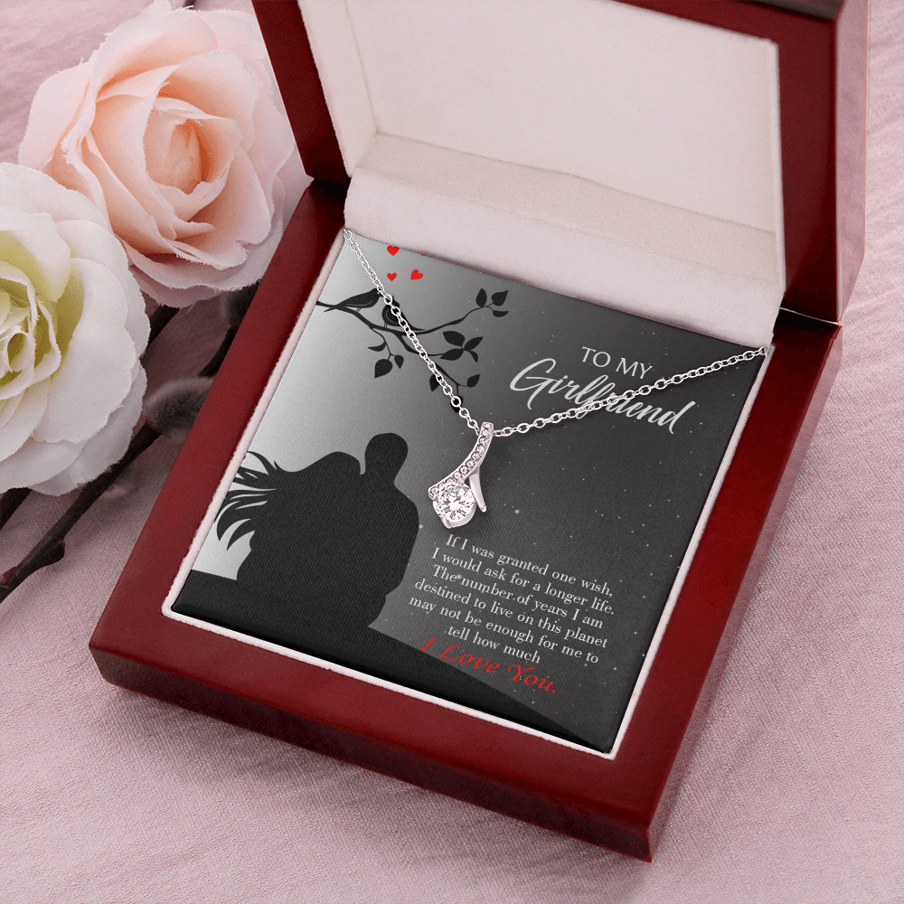 To My Girlfriend Longer Life Alluring Ribbon Necklace Message Card-Express Your Love Gifts