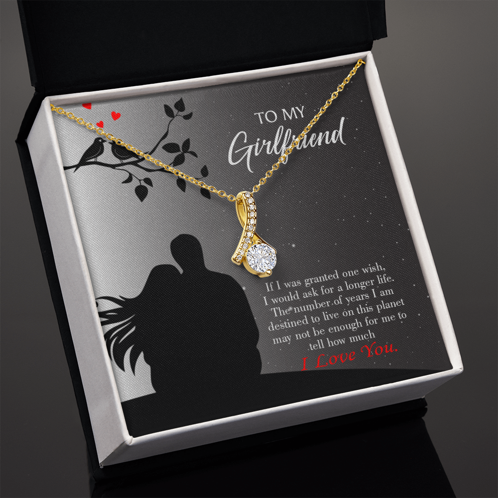 To My Girlfriend Longer Life Alluring Ribbon Necklace Message Card-Express Your Love Gifts