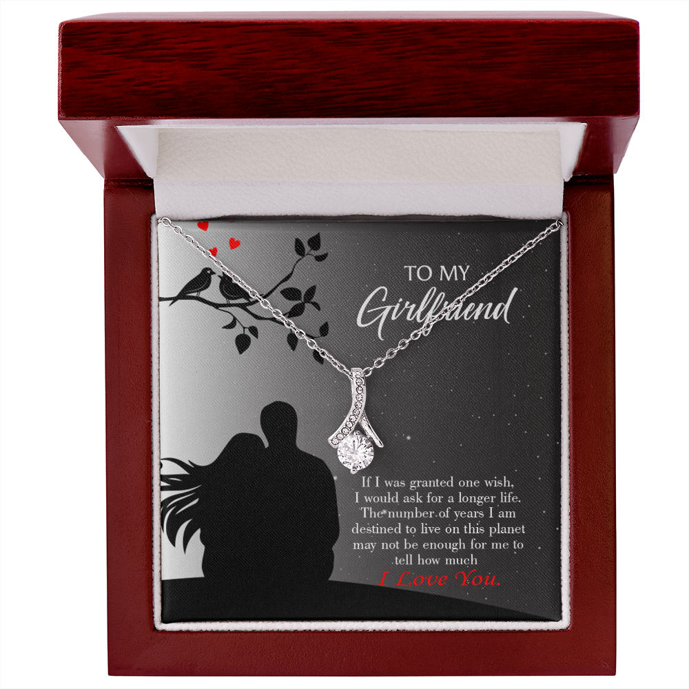 To My Girlfriend Longer Life Alluring Ribbon Necklace Message Card-Express Your Love Gifts