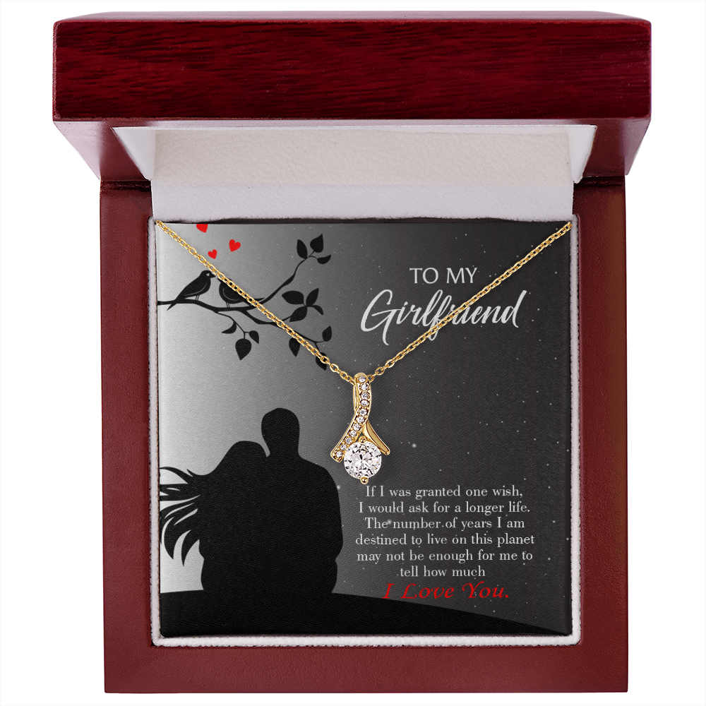 To My Girlfriend Longer Life Alluring Ribbon Necklace Message Card-Express Your Love Gifts