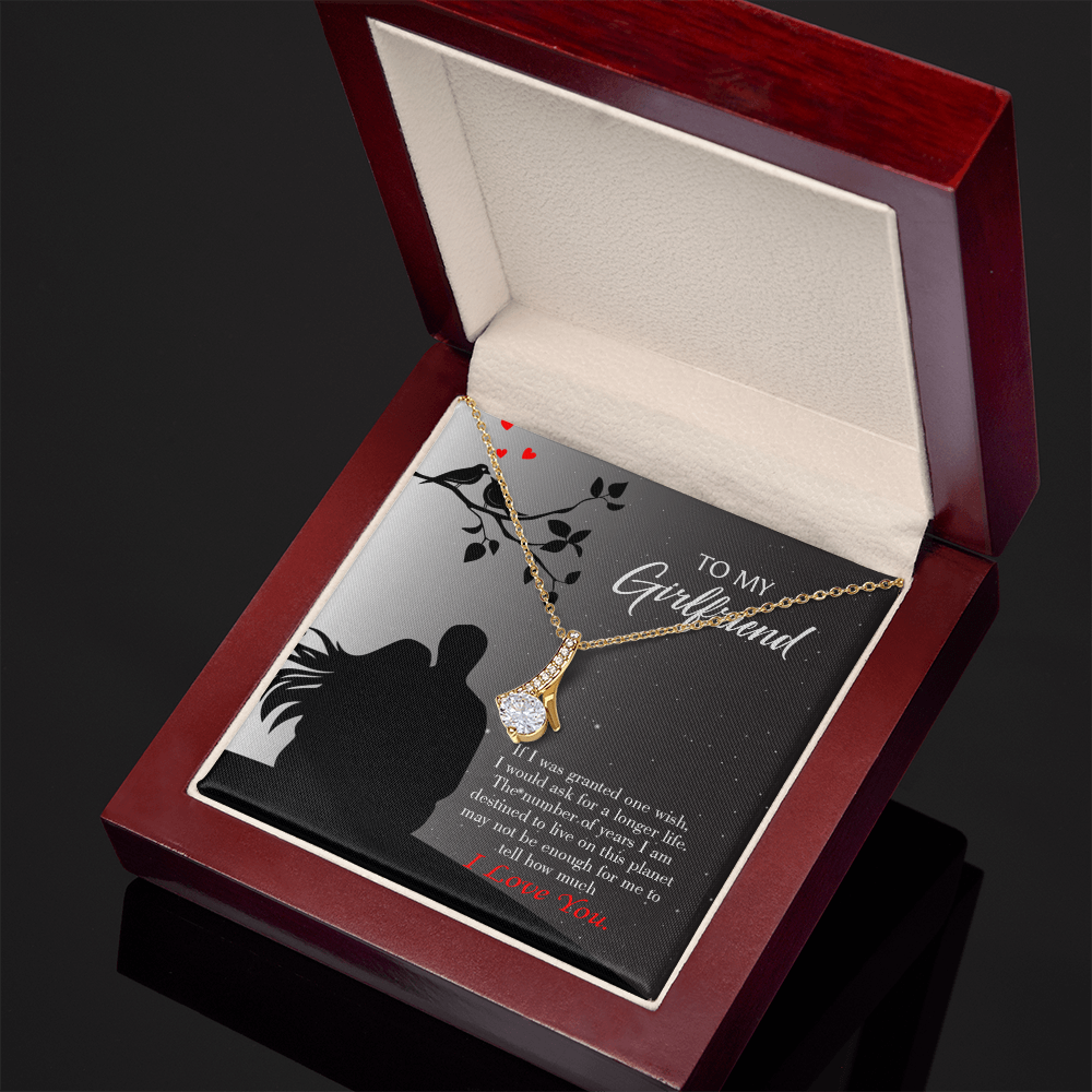 To My Girlfriend Longer Life Alluring Ribbon Necklace Message Card-Express Your Love Gifts