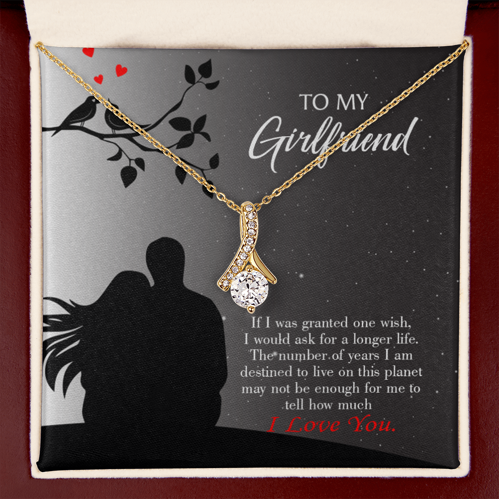 To My Girlfriend Longer Life Alluring Ribbon Necklace Message Card-Express Your Love Gifts