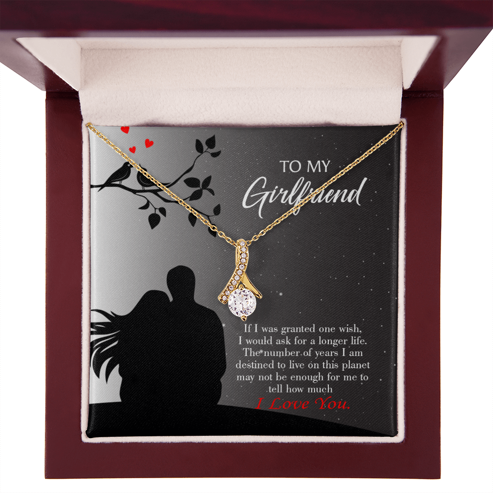 To My Girlfriend Longer Life Alluring Ribbon Necklace Message Card-Express Your Love Gifts