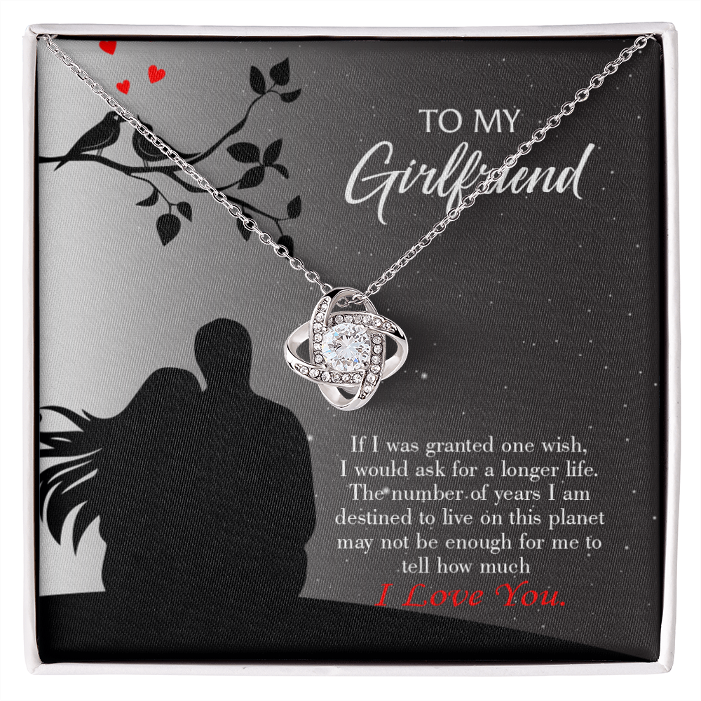 To My Girlfriend Longer Life Infinity Knot Necklace Message Card-Express Your Love Gifts
