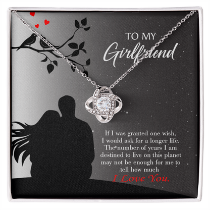 To My Girlfriend Longer Life Infinity Knot Necklace Message Card-Express Your Love Gifts