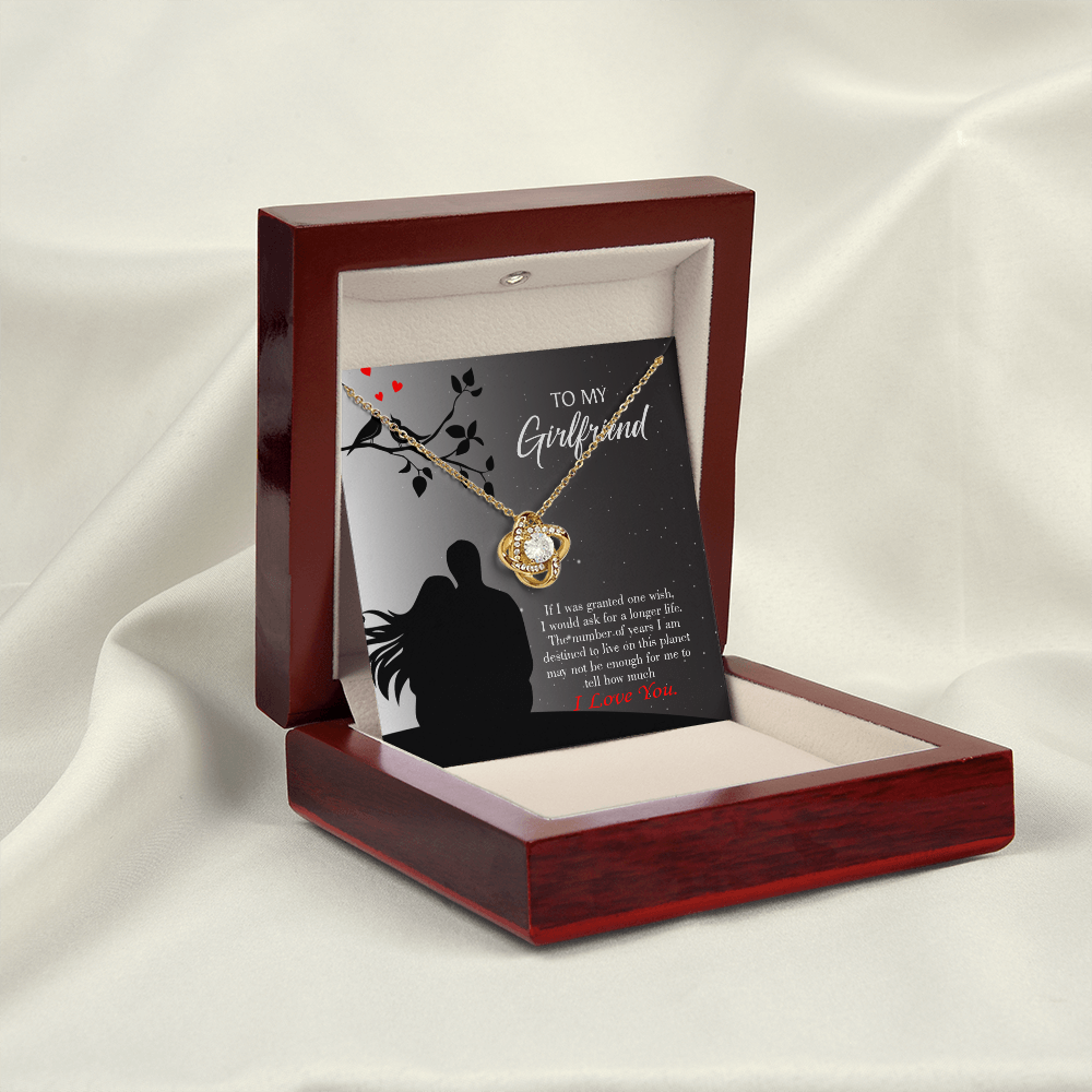 To My Girlfriend Longer Life Infinity Knot Necklace Message Card-Express Your Love Gifts