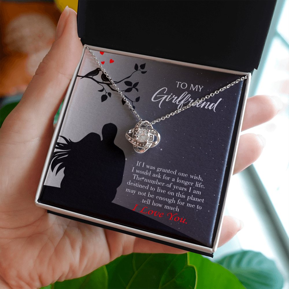 To My Girlfriend Longer Life Infinity Knot Necklace Message Card-Express Your Love Gifts