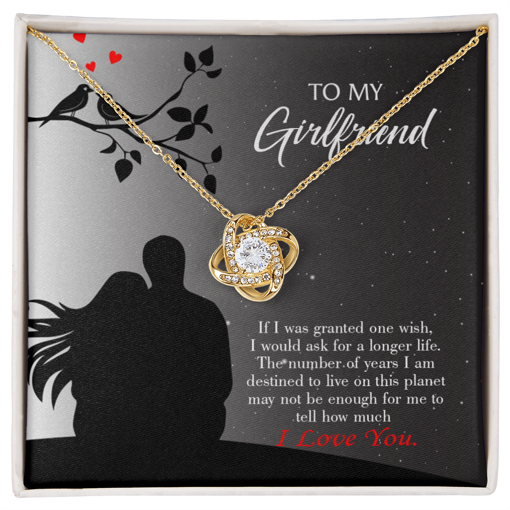 To My Girlfriend Longer Life Infinity Knot Necklace Message Card-Express Your Love Gifts