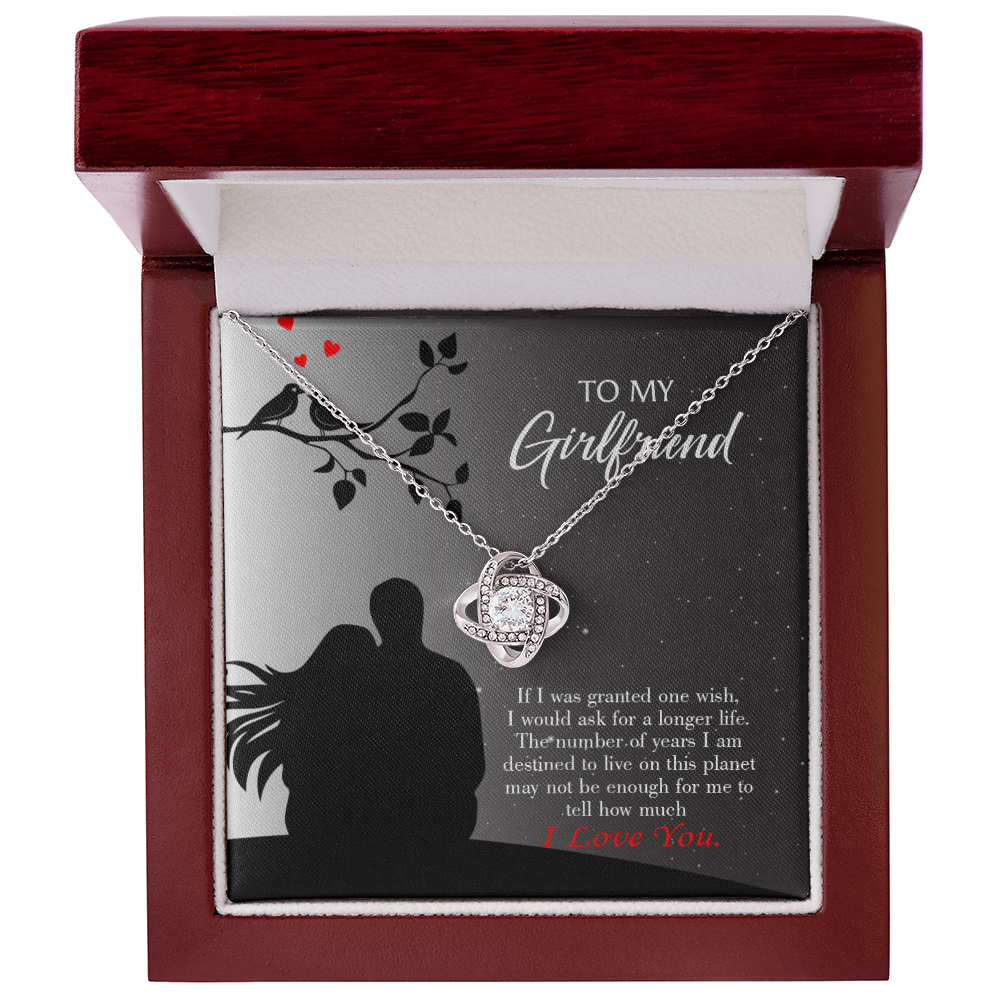 To My Girlfriend Longer Life Infinity Knot Necklace Message Card-Express Your Love Gifts