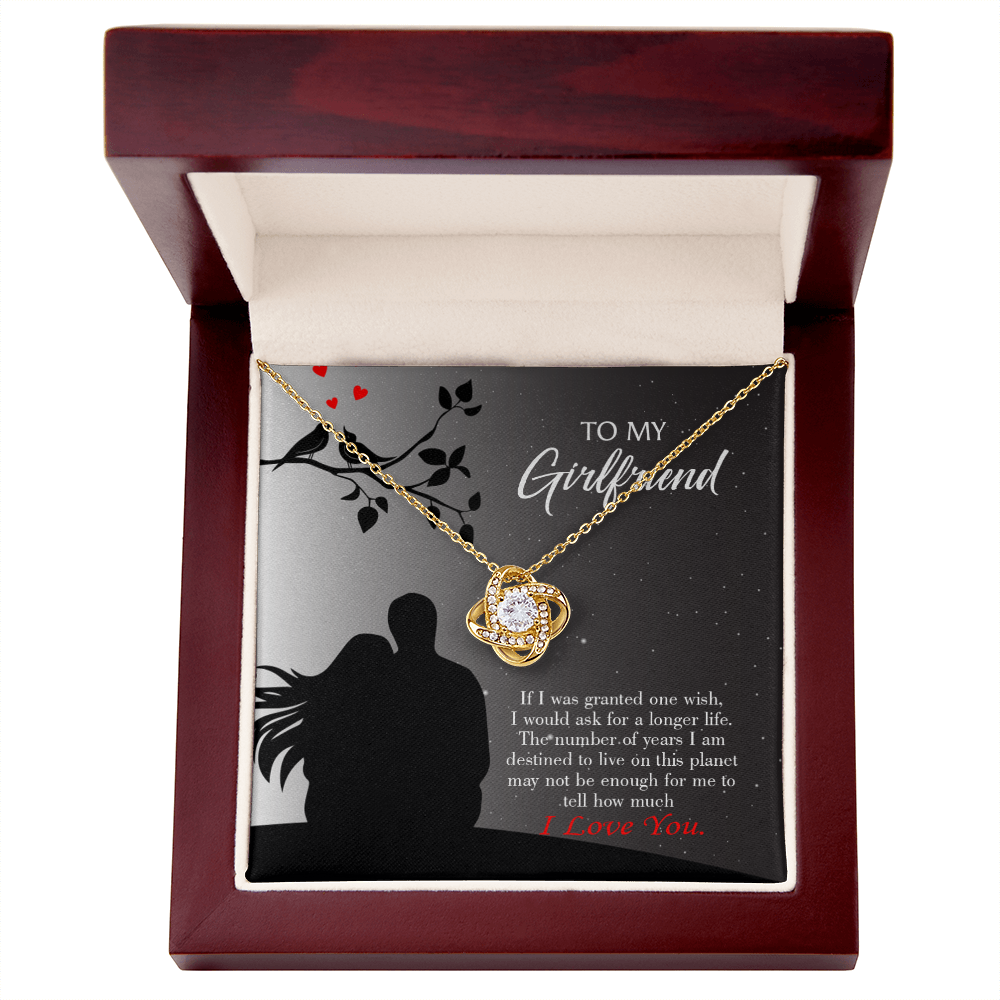 To My Girlfriend Longer Life Infinity Knot Necklace Message Card-Express Your Love Gifts
