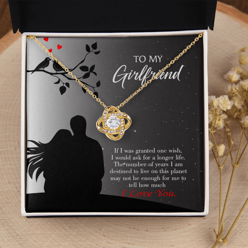 To My Girlfriend Longer Life Infinity Knot Necklace Message Card-Express Your Love Gifts