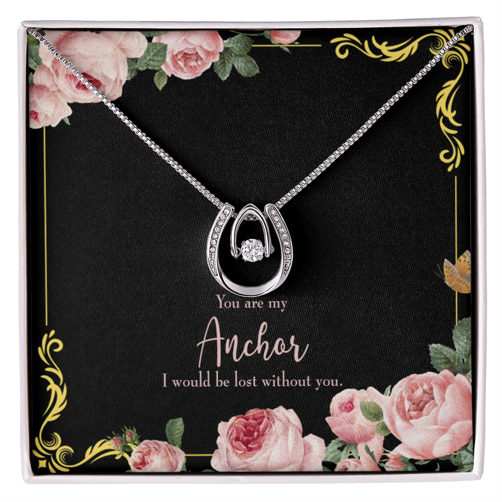 To My Girlfriend Lost Without You Lucky Horseshoe Necklace Message Card 14k w CZ Crystals-Express Your Love Gifts