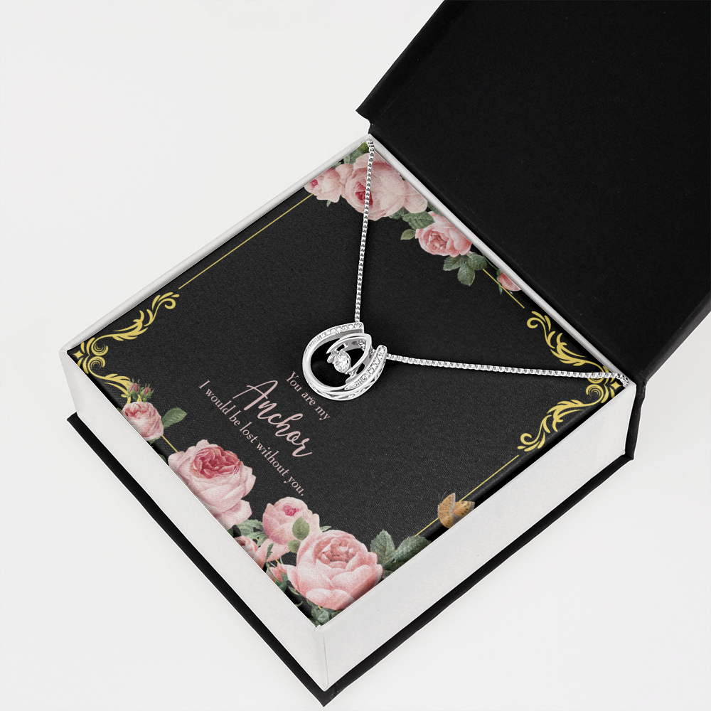 To My Girlfriend Lost Without You Lucky Horseshoe Necklace Message Card 14k w CZ Crystals-Express Your Love Gifts