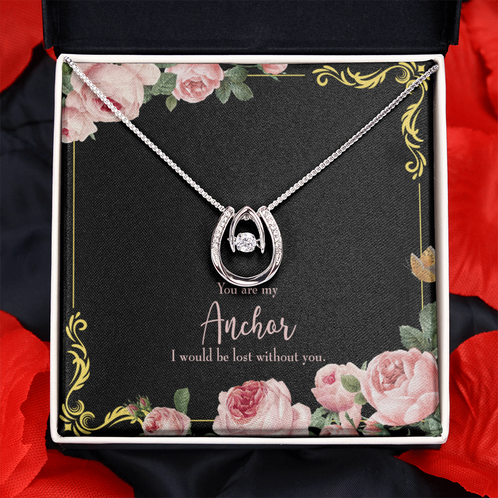 To My Girlfriend Lost Without You Lucky Horseshoe Necklace Message Card 14k w CZ Crystals-Express Your Love Gifts
