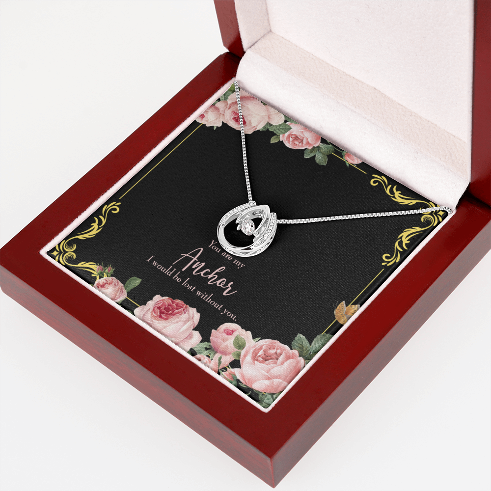 To My Girlfriend Lost Without You Lucky Horseshoe Necklace Message Card 14k w CZ Crystals-Express Your Love Gifts