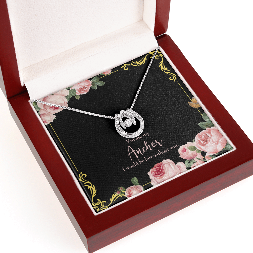 To My Girlfriend Lost Without You Lucky Horseshoe Necklace Message Card 14k w CZ Crystals-Express Your Love Gifts