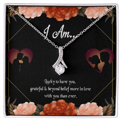To My Girlfriend Love Gift I am Alluring Ribbon Necklace Message Card-Express Your Love Gifts