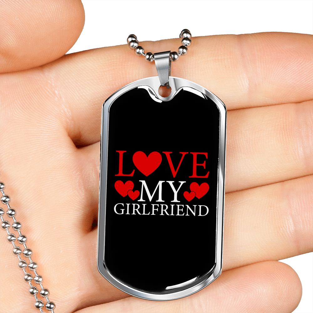 To My Girlfriend Love My Girlfriend Necklace Stainless Steel or 18k Gold Dog Tag 24" Chain-Express Your Love Gifts