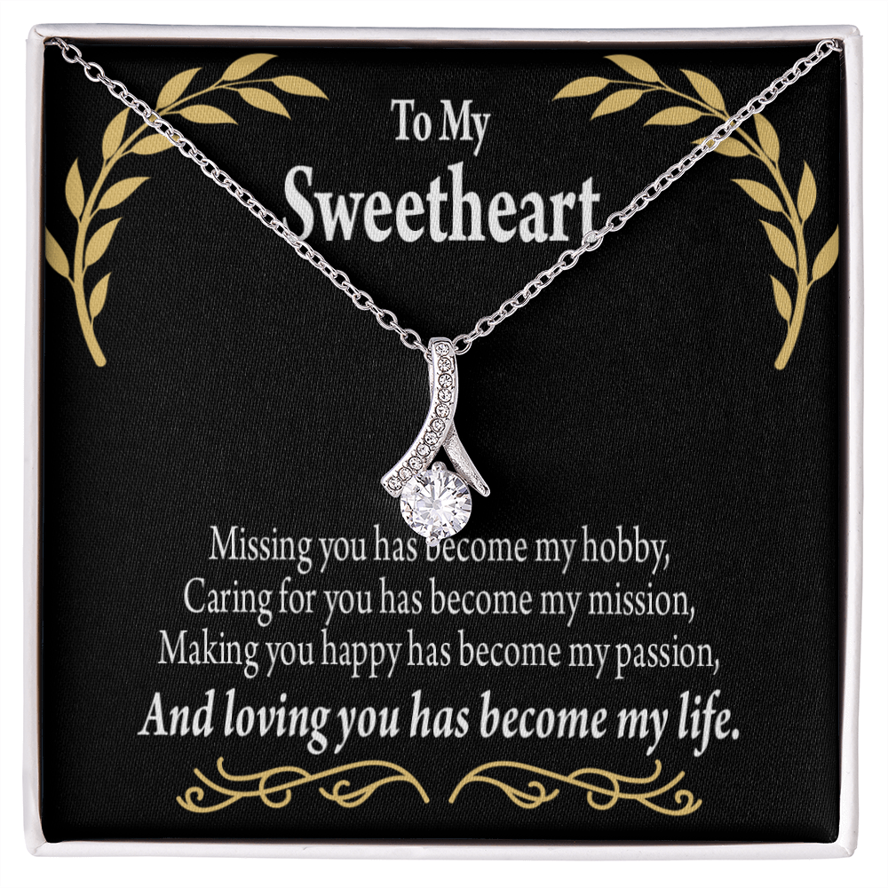 To My Girlfriend Loving You Alluring Ribbon Necklace Message Card-Express Your Love Gifts