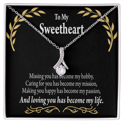 To My Girlfriend Loving You Alluring Ribbon Necklace Message Card-Express Your Love Gifts