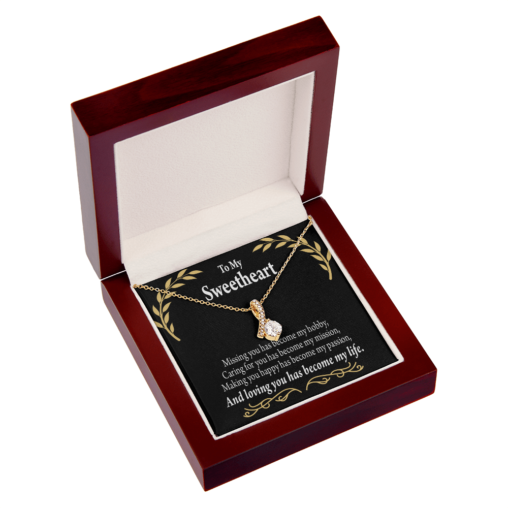 To My Girlfriend Loving You Alluring Ribbon Necklace Message Card-Express Your Love Gifts