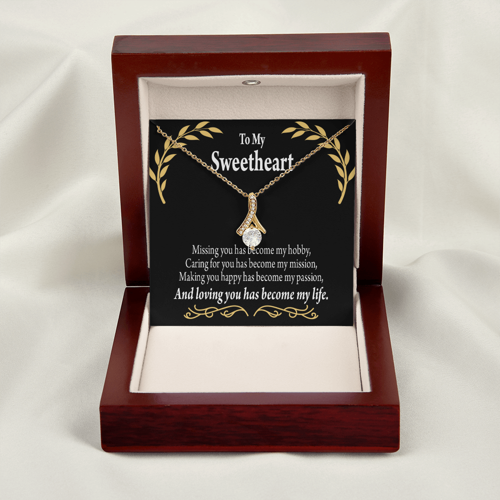 To My Girlfriend Loving You Alluring Ribbon Necklace Message Card-Express Your Love Gifts