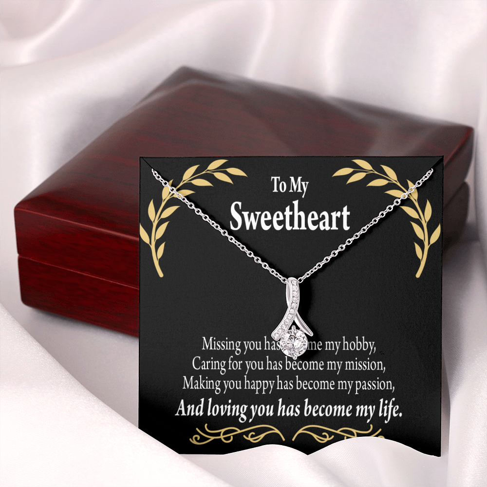 To My Girlfriend Loving You Alluring Ribbon Necklace Message Card-Express Your Love Gifts