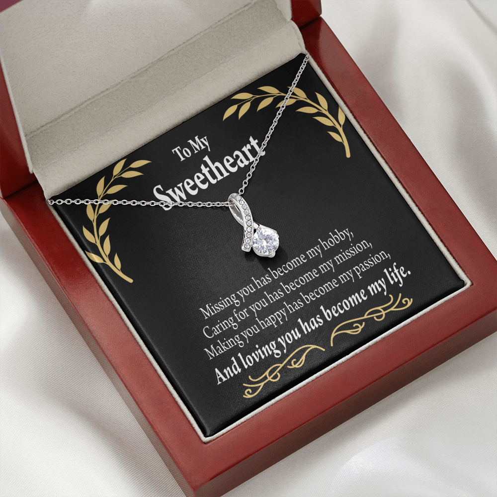To My Girlfriend Loving You Alluring Ribbon Necklace Message Card-Express Your Love Gifts