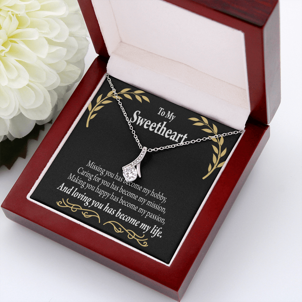 To My Girlfriend Loving You Alluring Ribbon Necklace Message Card-Express Your Love Gifts