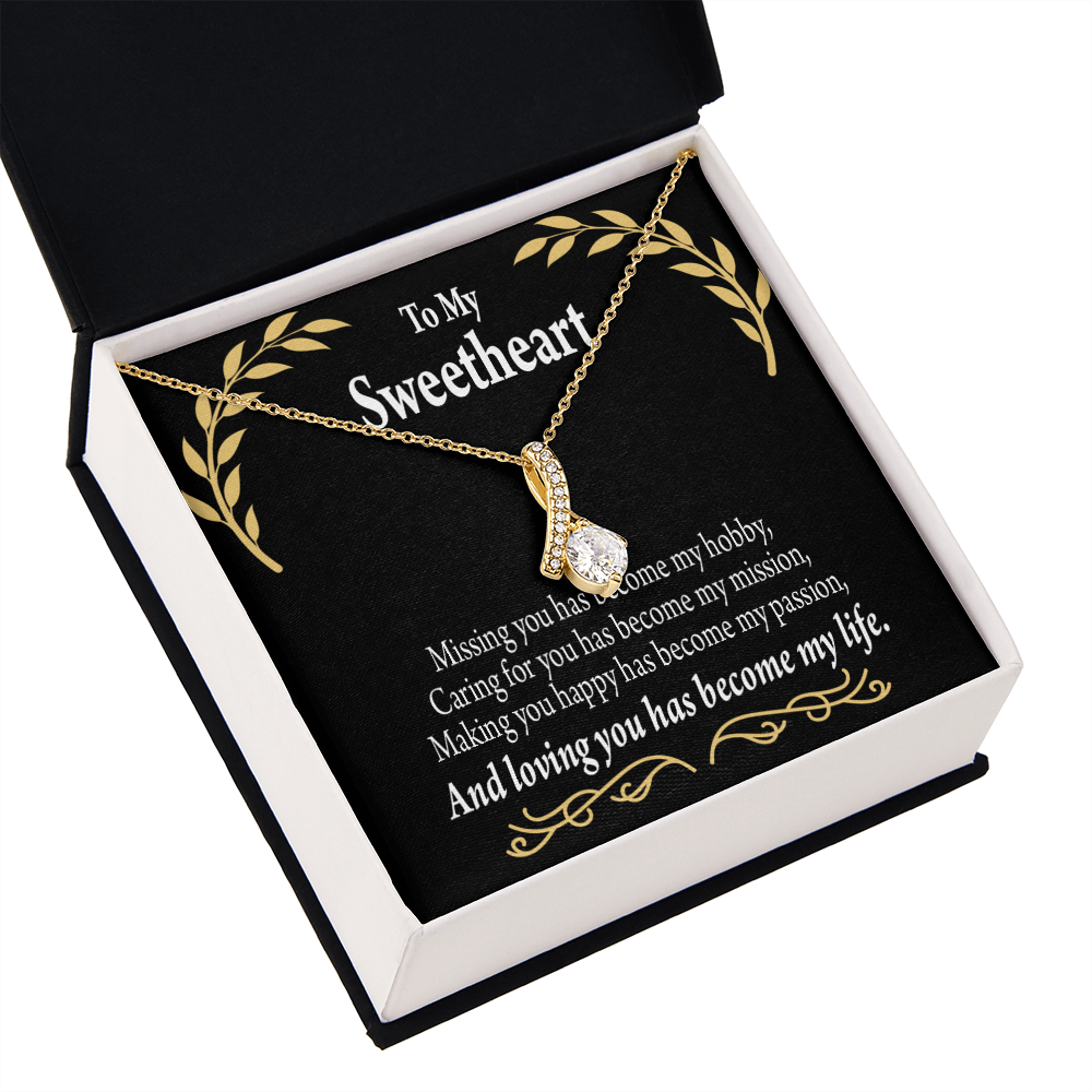 To My Girlfriend Loving You Alluring Ribbon Necklace Message Card-Express Your Love Gifts