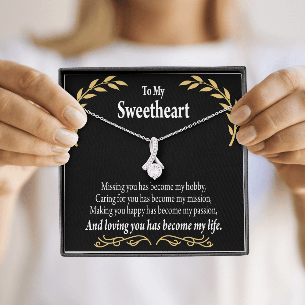 To My Girlfriend Loving You Alluring Ribbon Necklace Message Card-Express Your Love Gifts