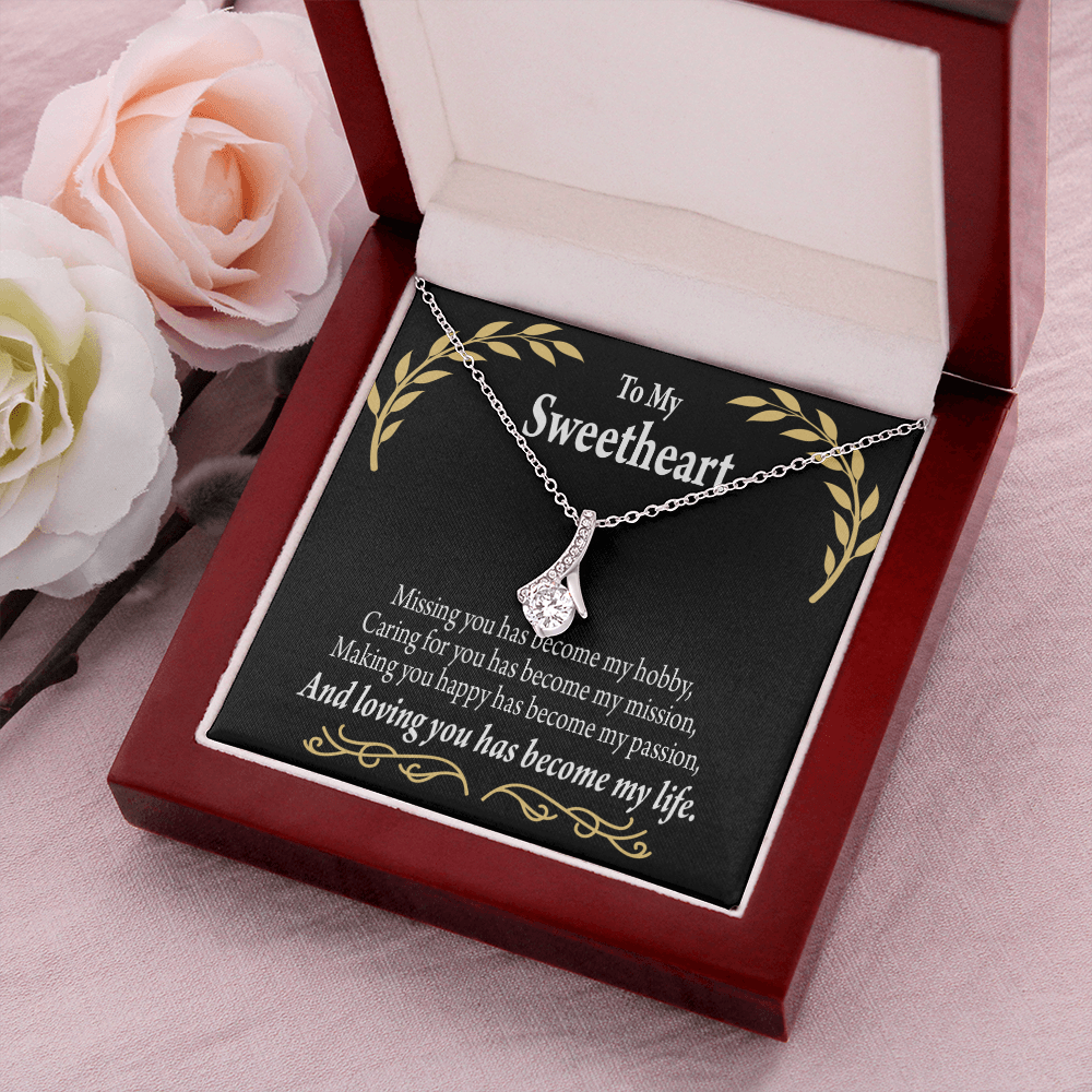 To My Girlfriend Loving You Alluring Ribbon Necklace Message Card-Express Your Love Gifts