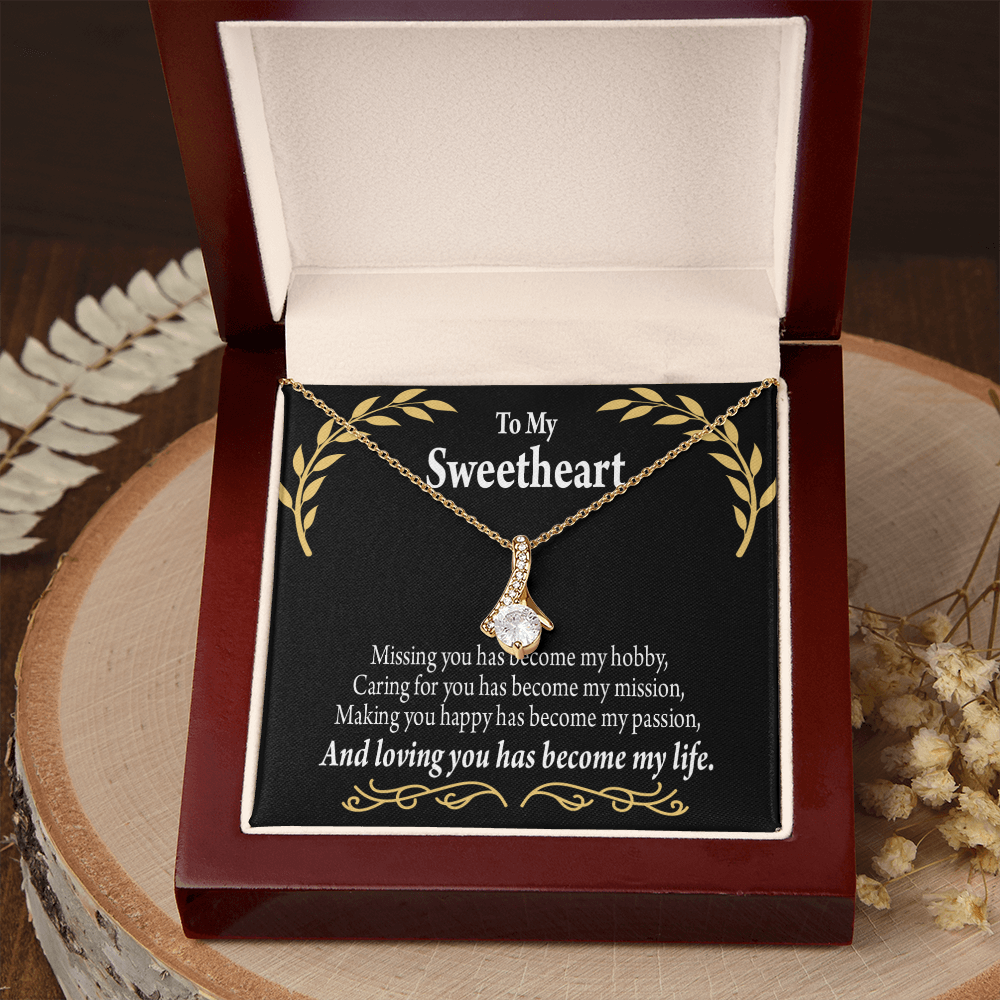 To My Girlfriend Loving You Alluring Ribbon Necklace Message Card-Express Your Love Gifts